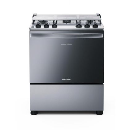 Fogão Brastemp 5 Bocas Cor Inox com Botões Removíveis e Exclusivo Aro Protetor - BFS5NCR BIVOLT Fogão Brastemp 5 Bocas Cor Inox com Botões Removíveis e Exclusivo Aro Protetor - BFS5NCR BIVOLT