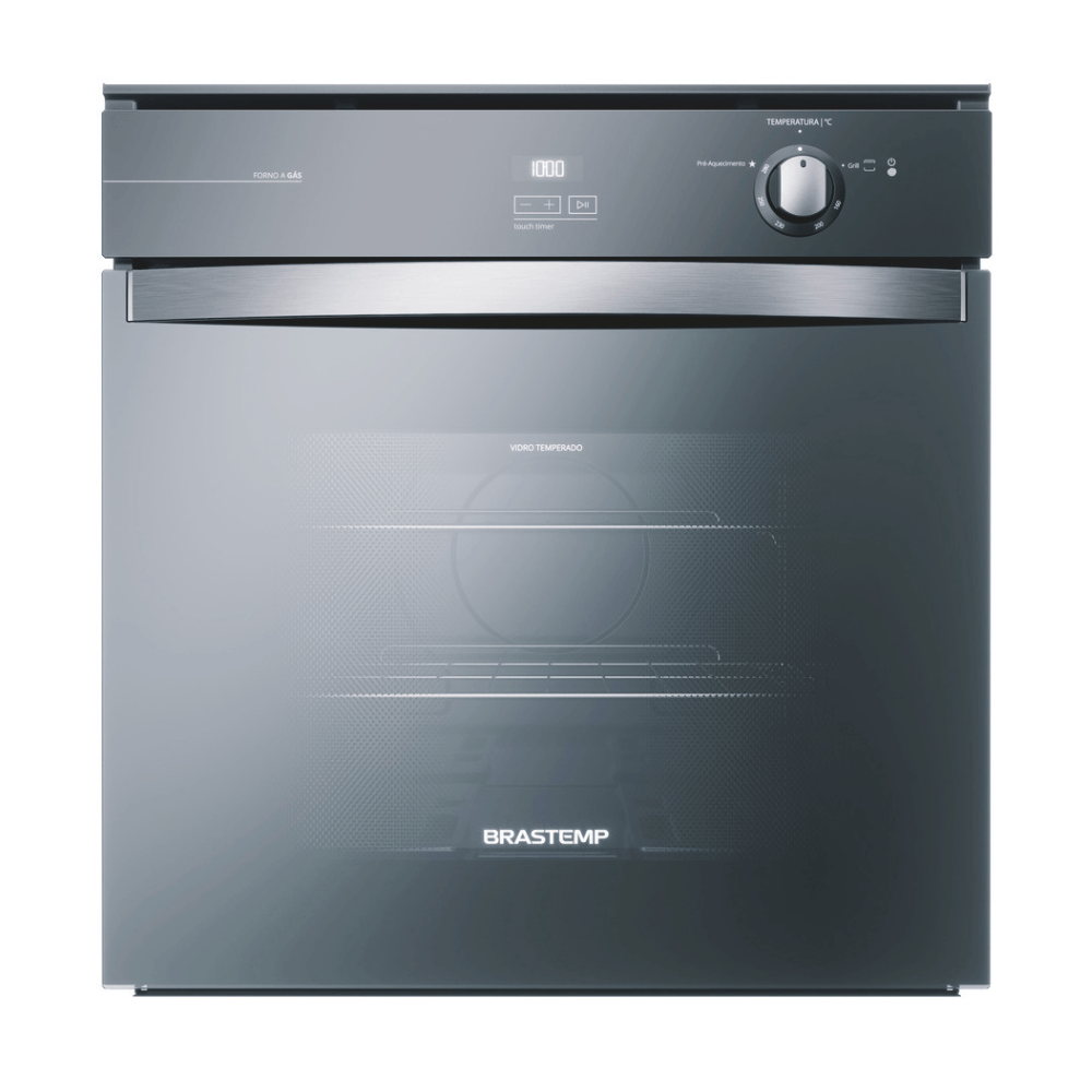 Forno de Embutir a Gás Brastemp 78 Litros Cor Inox Espelhado com Grill e Timer Touch - BOA84AR