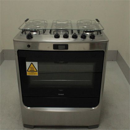 Fogão Consul 5 bocas cor Inox com Dupla chama e timer digital - CFS5QARUS3_WBOM_CD5299802 BIVOLT