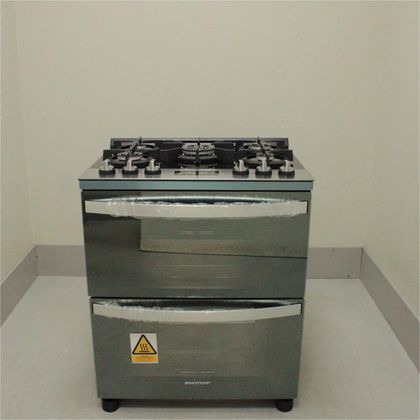 Fogão Brastemp 5 Bocas Duplo Forno Cor Inox Com Mesa De Vidro E Touch Timer Com Autodesligamento - BFD5VCRNS1_WEXCELE_CE5738784 110V