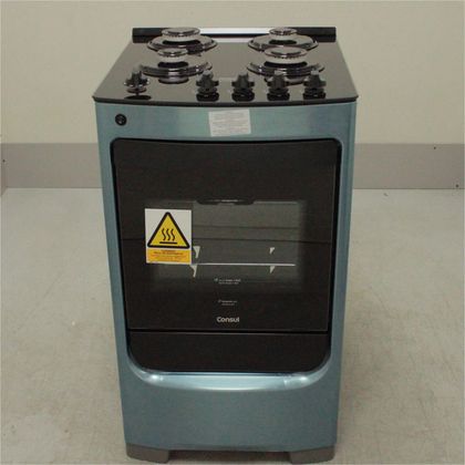 Fogão Consul 4 bocas cor Inox com mesa de vidro e trempe de ferro fundido - CFO4VARUS1_WEXCELE_CE5517516 BIVOLT