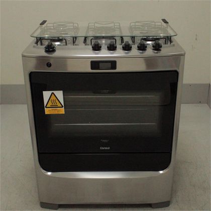 Fogão Consul 5 bocas cor Inox com Dupla chama e timer digital - CFS5QARUS2_WOTIMO_CG5833698 BIVOLT