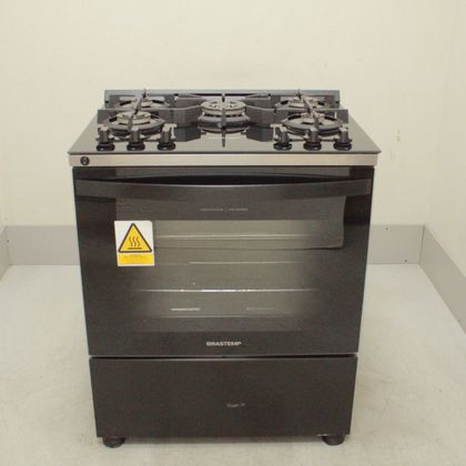 Fogão Brastemp 5 Bocas Preto Com Mesa de Vidro e Turbo Chama - BFS5VCEUS2_WOTIMO_CI5370229 BIVOLT