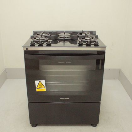 Fogão Brastemp 5 Bocas Preto Com Mesa de Vidro e Turbo Chama - BFS5VCEUS3_WBOM_CI5333052 BIVOLT