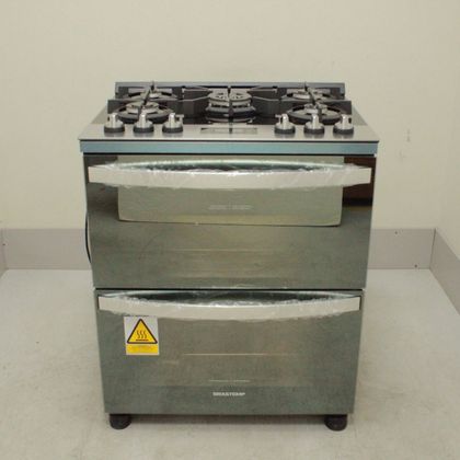 Fogão Brastemp 5 Bocas Duplo Forno Cor Inox Com Mesa De Vidro E Touch Timer Com Autodesligamento - BFD5VCRRS1_WEXCELE_CI5450113 220V
