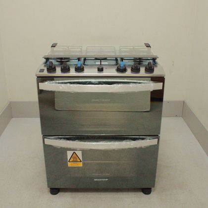 Fogão Brastemp 5 Bocas Duplo Forno Cor Inox Com Botões Removíveis E Exclusivo Aro Protetor - BFD5NCRNS2_WOTIMO_CI5416314 110V