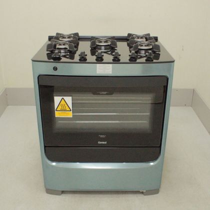 Fogão Consul 5 bocas cor Inox com mesa de vidro e trempe de ferro fundido - CFS5VARUS1_WEXCELE_CI5195233 BIVOLT