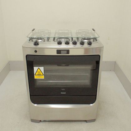 Fogão Consul 5 bocas cor Inox com Dupla chama e timer digital - CFS5QARUS2_WOTIMO_CI5208512 BIVOLT