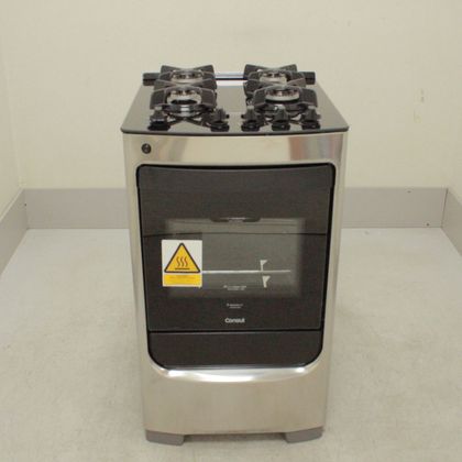 Fogão Consul 4 bocas cor Inox com mesa de vidro e trempe de ferro fundido - CFO4VARUS1_WEXCELE_CI5204902 BIVOLT