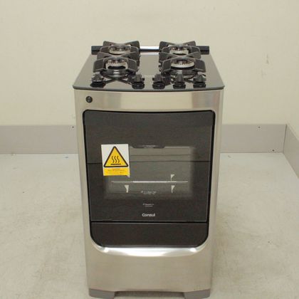 Fogão Consul 4 bocas cor Inox com mesa de vidro e trempe de ferro fundido - CFO4VARUS2_WOTIMO_CI5221815 BIVOLT