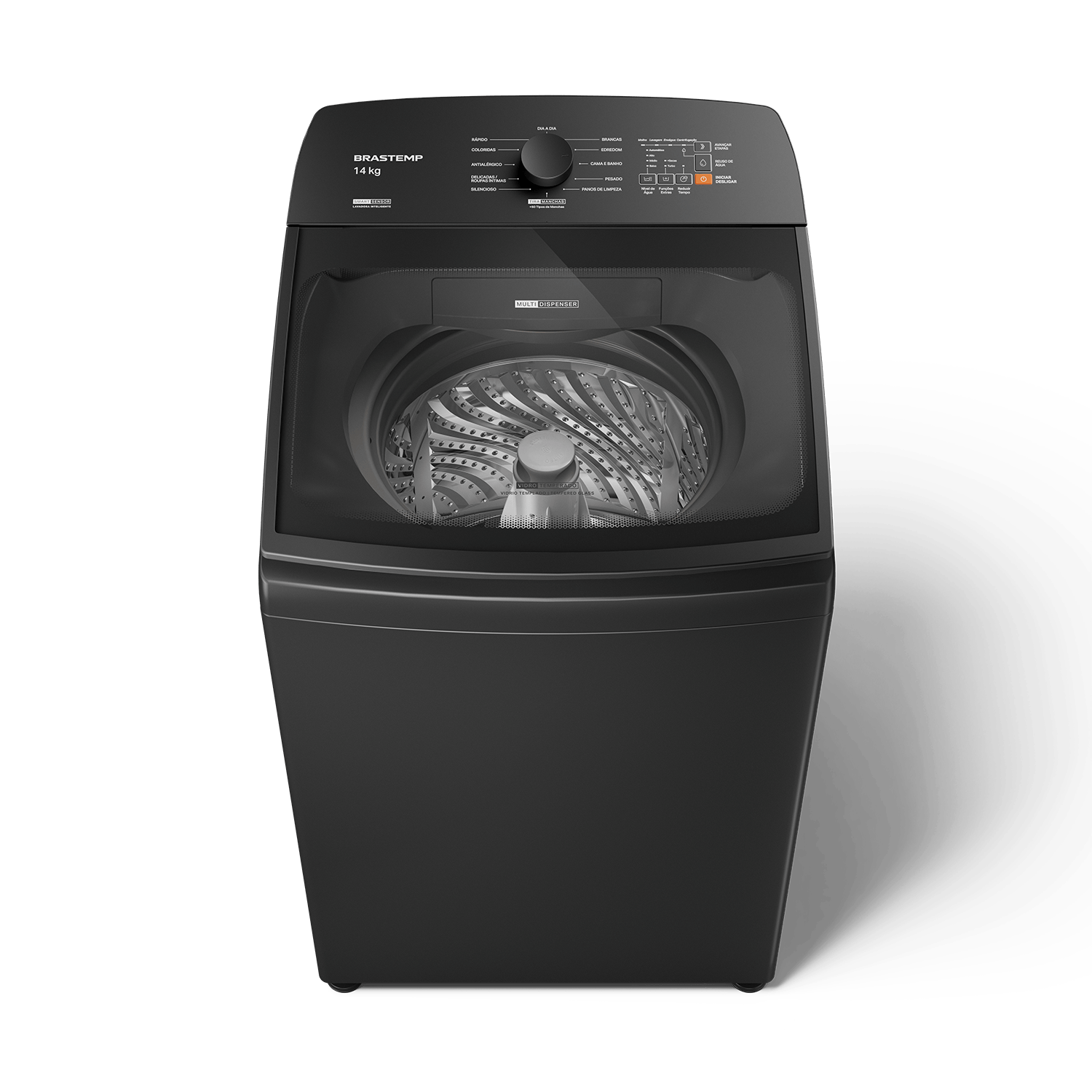 Máquina de Lavar Cinza Platinum Brastemp 14kg com Smart Sensor e Função Reduzir Tempo - BWJ14A9