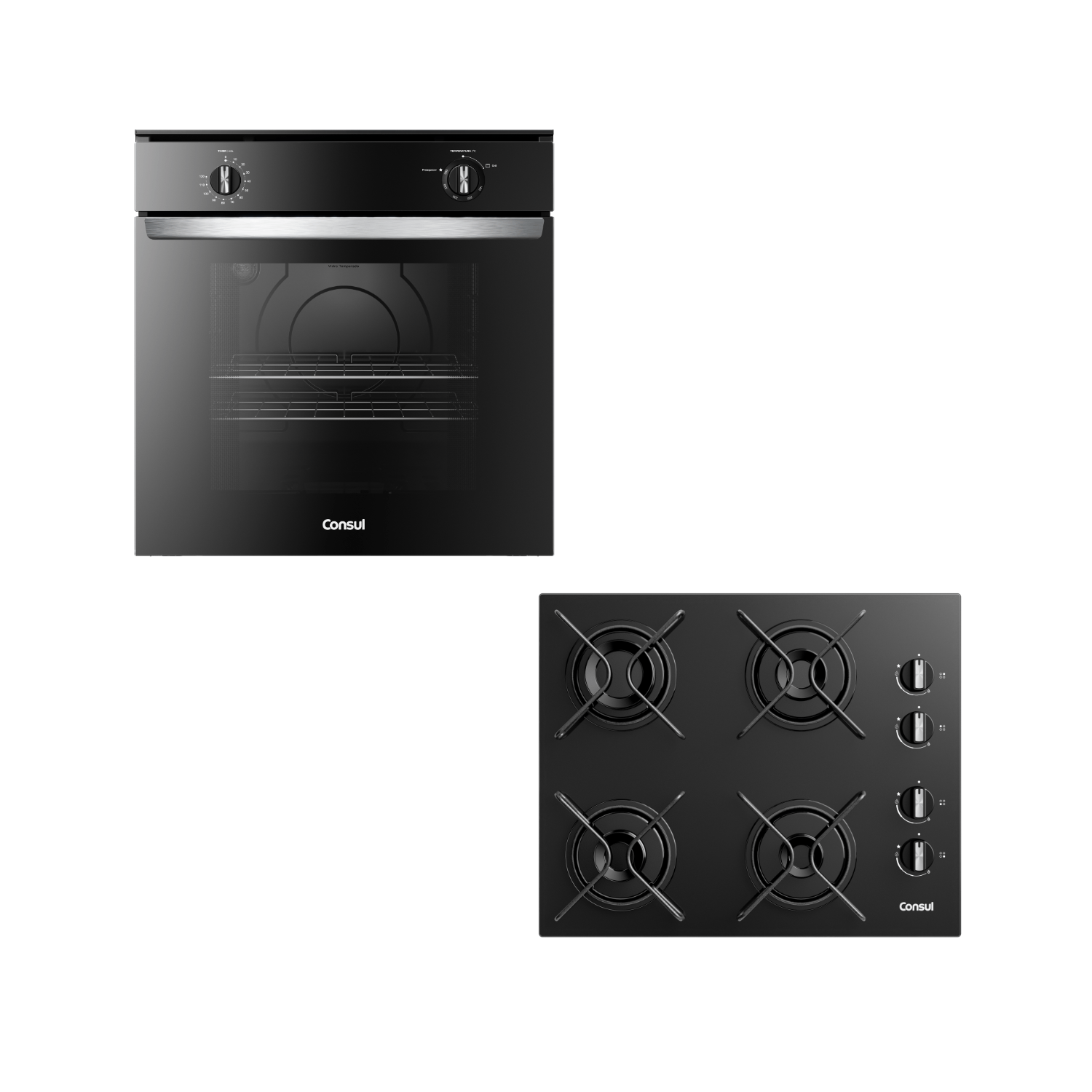 Combo Forno De Embutir A Gás 78L E Cooktop 4 Bocas Consul (Coa84ce E Cd060be) – Coa8_Cd06_Cj 220V