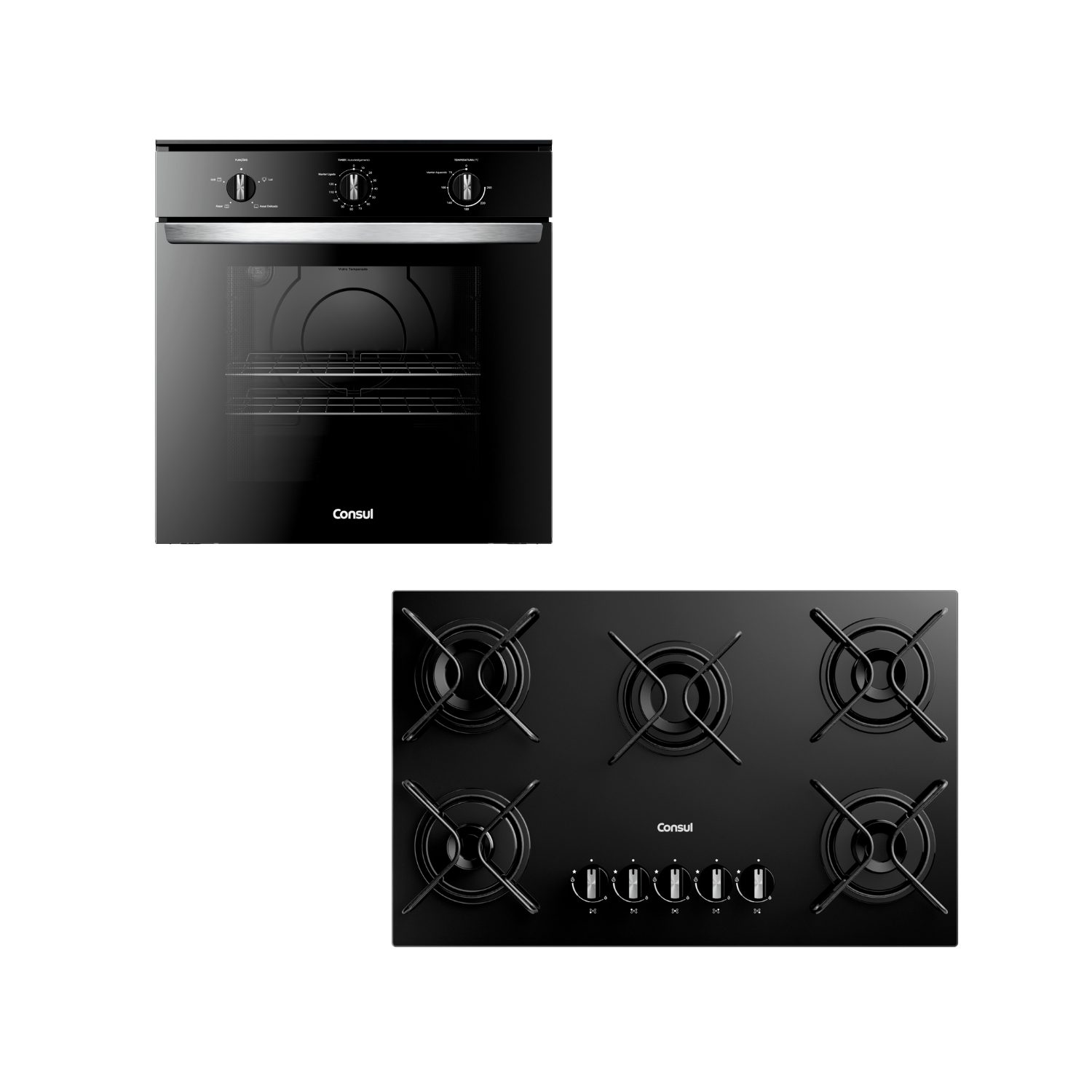 Combo Forno Embutir Elétrico E Cooktop 5 Bocas Consul (Cob84be E Cd075be) – Cob84_Cd075_Cj 220V