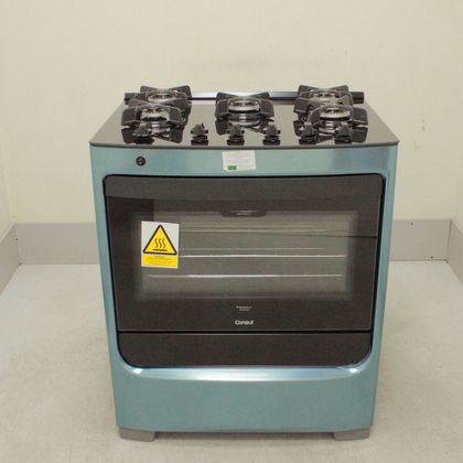 Fogão Consul 5 bocas cor Inox com mesa de vidro e trempe de ferro fundido - CFS5VARUS1_WEXCELE_CL5482053 BIVOLT