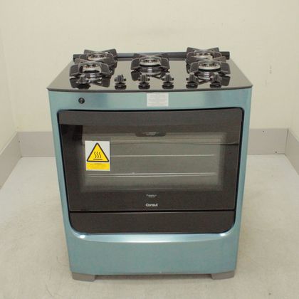 Fogão Consul 5 Bocas Cor Inox com Mesa de Vidro e Grade de Ferro Fundido - CFS5VARUS1_WEXCELE_CL5504369 BIVOLT