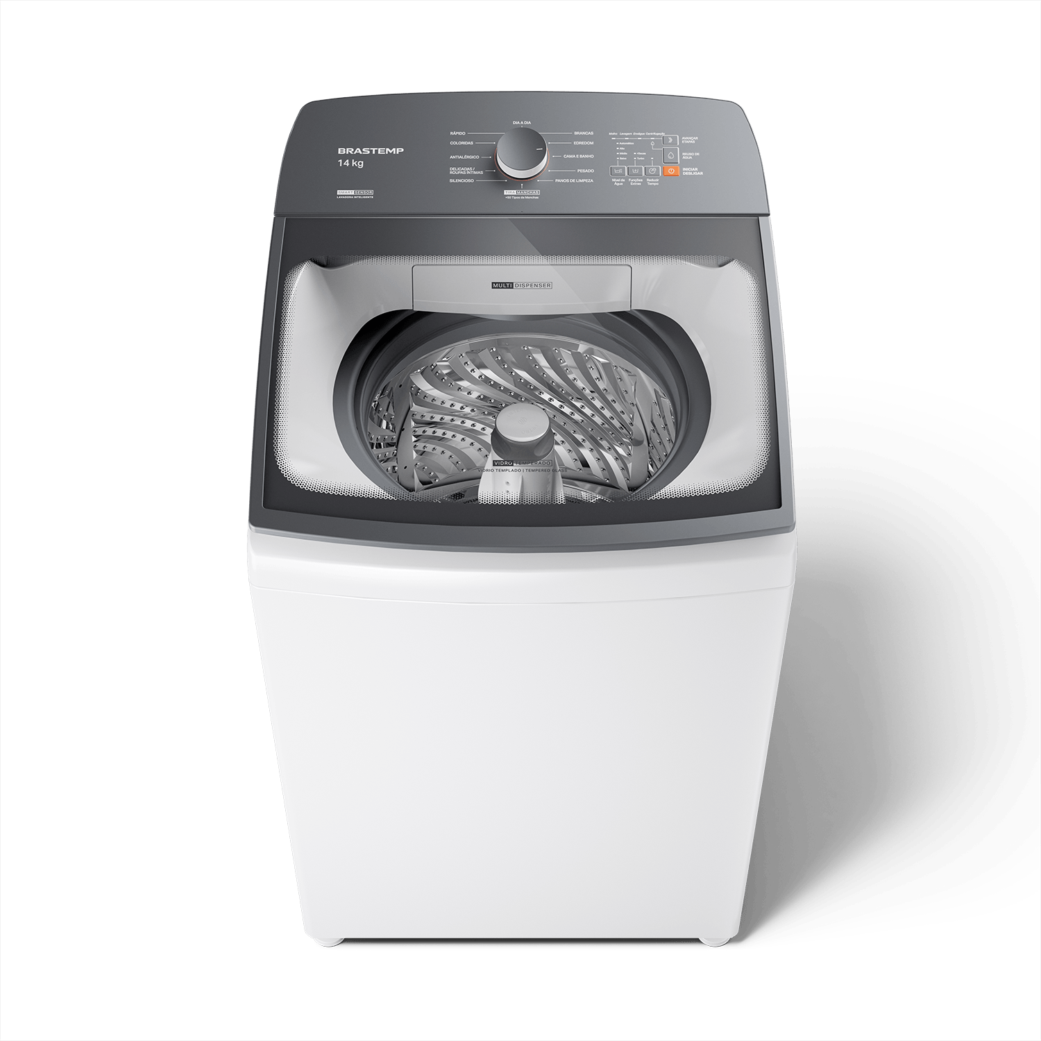 Máquina de Lavar Branca 14kg Brastemp com Smart Sensor e Lavagem Rápida - BWJ14AB