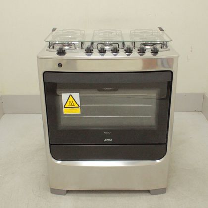 Fogão Consul 6 Bocas Cor Inox com Botões Removíveis e Vidro Interno Vedado - CFS6NARUS2_WOTIMO_CL5530337 BIVOLT