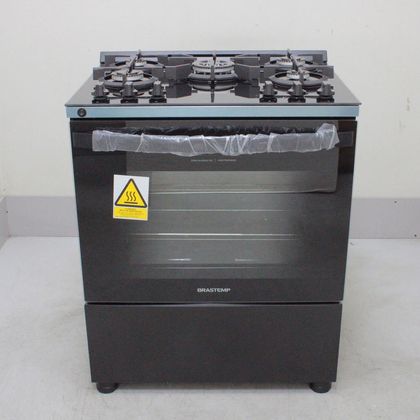 Fogão Brastemp 5 Bocas Preto Com Mesa de Vidro e Turbo Chama - BFS5VCEUS1_WEXCELE_CA6873959 BIVOLT