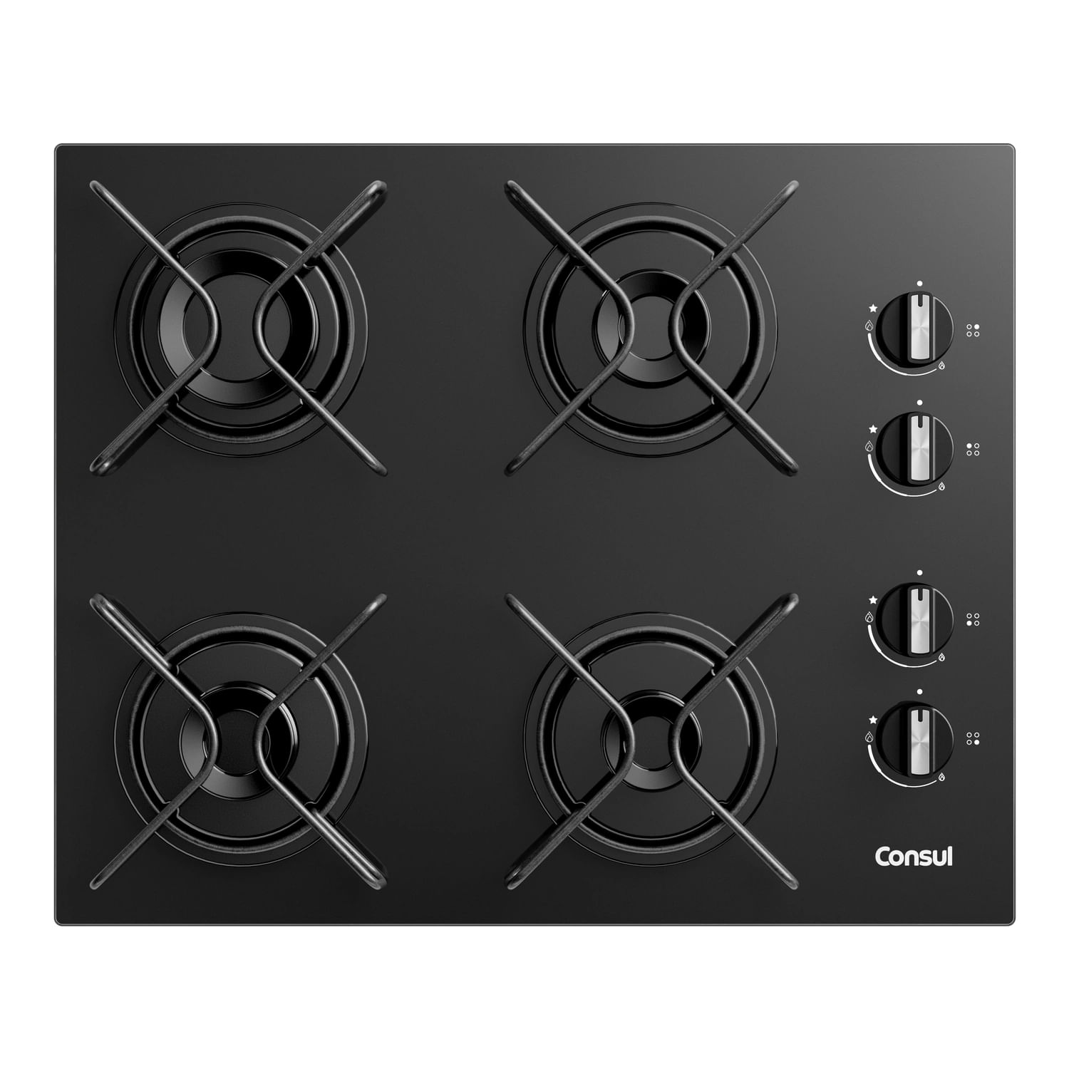 Cooktop 4 Bocas a Gás Consul com Grades Estáveis e Mesa de Vidro Outlet - CD060BE_OUT