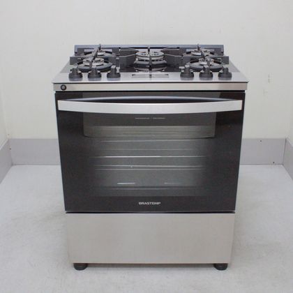 Fogão Brastemp 5 Bocas Cor Inox Com Mesa de Vidro, Turbo Chama e Timer - BFS5XARUS2_WOTIMO_CA6182215 BIVOLT