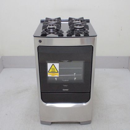 Fogão Consul 4 Bocas Cor Inox com Mesa de Vidro e Grade de Ferro Fundido - CFO4VARUS2_WOTIMO_CA6062038 BIVOLT