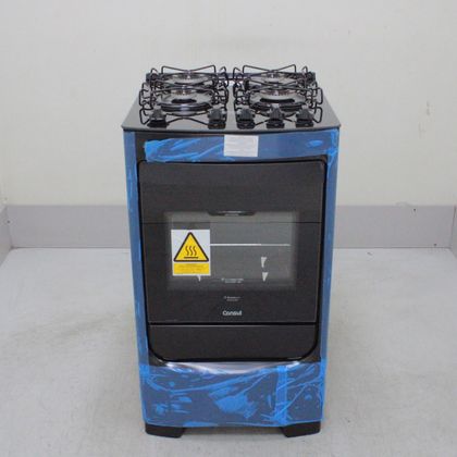 Fogão Consul 4 Bocas Preto com Mesa de Vidro e Grades Individuais Super Estáveis - CFO4VBEUS1_WEXCELE_CB6103441 BIVOLT