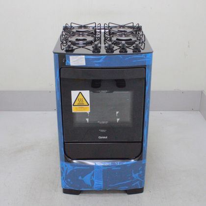 Fogão Consul 4 Bocas Preto com Mesa de Vidro e Grades Individuais Super Estáveis - CFO4VBEUS1_WEXCELE_CB6102293 BIVOLT
