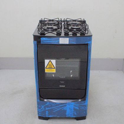 Fogão Consul 4 Bocas Preto com Mesa de Vidro e Grades Individuais Super Estáveis - CFO4VBEUS1_WEXCELE_CB6103130 BIVOLT