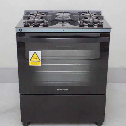 Fogão Brastemp 5 Bocas Preto Com Mesa de Vidro, Função Air Fryer e Turbo Chama - BFS5LAENS3_WBOM_CB6360130 110V