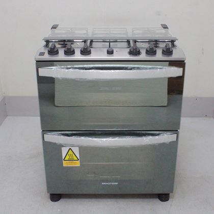 Fogão Brastemp 5 Bocas Duplo Forno Cor Inox Com Botões Removíveis E Exclusivo Aro Protetor - BFD5NCRNS2_WOTIMO_CC6463771 110V
