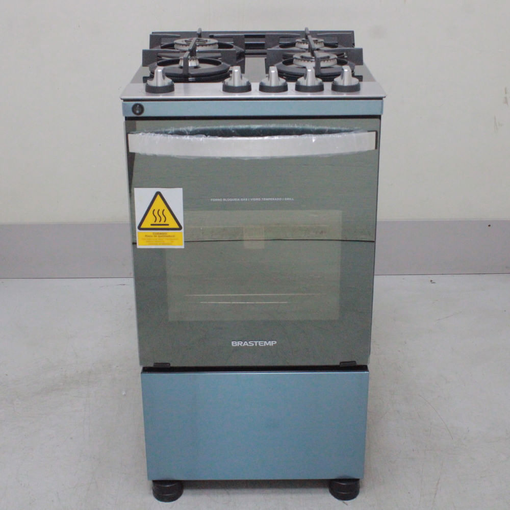 Fogão Brastemp 4 Bocas Inox Com Mesa De Vidro, Dupla Chama E Grill Elétrico - Bfo4vbrns3_Wbom_Cc6470970 110V