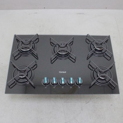 Cooktop 5 Bocas a Gás Consul com Grades  Estáveis  e Mesa de Vidro - CD075BEUS3_WBOM_CC6525008 BIVOLT