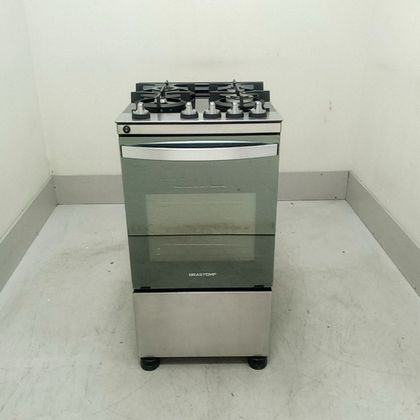 Fogão Brastemp 4 Bocas Inox com Mesa de Vidro, Dupla Chama e Grill Elétrico - BFO4VBRNS2_WOTIMO_CD6556337 110V