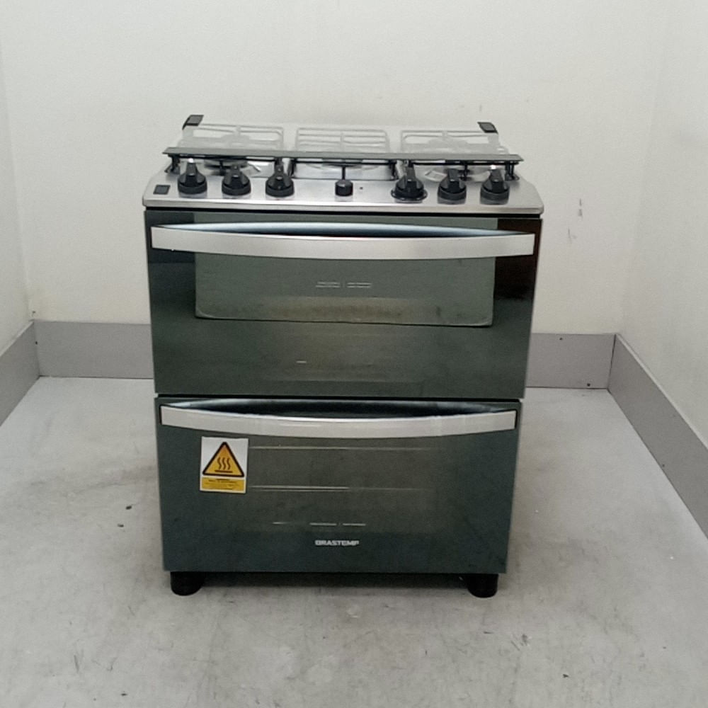 Fogão Brastemp 5 Bocas Duplo Forno Cor Inox Com Botões Removíveis E Exclusivo Aro Protetor - Bfd5ncrrs2_Wotimo_Cd6558095 220V