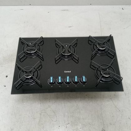 Cooktop 5 Bocas a Gás Consul com Grades  Estáveis  e Mesa de Vidro - CD075BEUS1_WEXCELE_CD6578712 BIVOLT