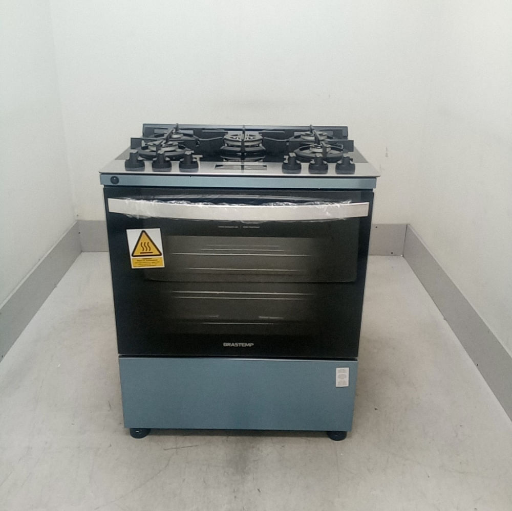 Fogão Brastemp 5 Bocas Cor Inox Com Mesa De Vidro, Turbo Chama E Timer - Bfs5xarus3_Wbom_Ce6602093 Bivolt