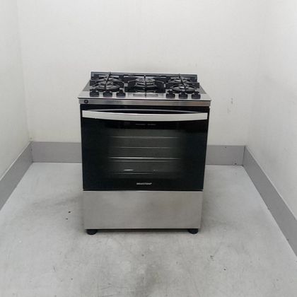 Fogão Brastemp 5 Bocas Cor Inox Com Mesa de Vidro, Turbo Chama e Timer - BFS5XARUS3_WBOM_CE6606642 BIVOLT