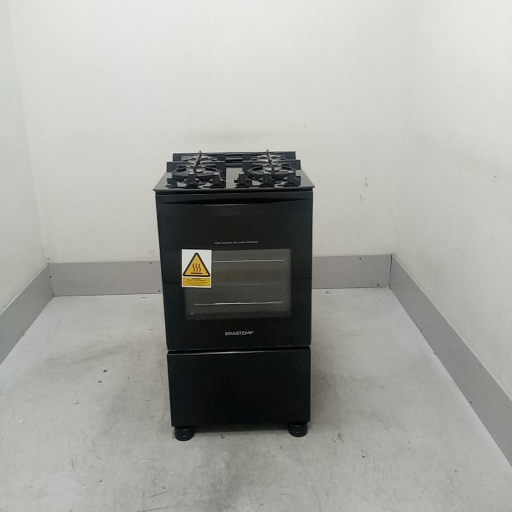 Fogão Brastemp 4 Bocas Preto Com Mesa De Vidro E Grades Duplas De Ferro Fundido - Bfo4vaeus2_Wotimo_Ce6602097 Bivolt