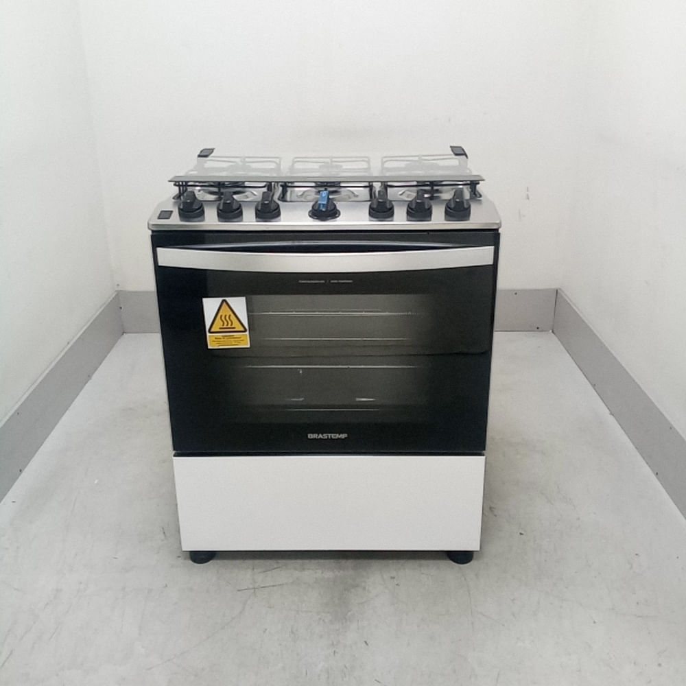 Fogão Brastemp 6 Bocas Branco Com Botões Removíveis E Exclusivo Aro Protetor - Bfs6ncbus3_Wbom_Ce6602095 Bivolt