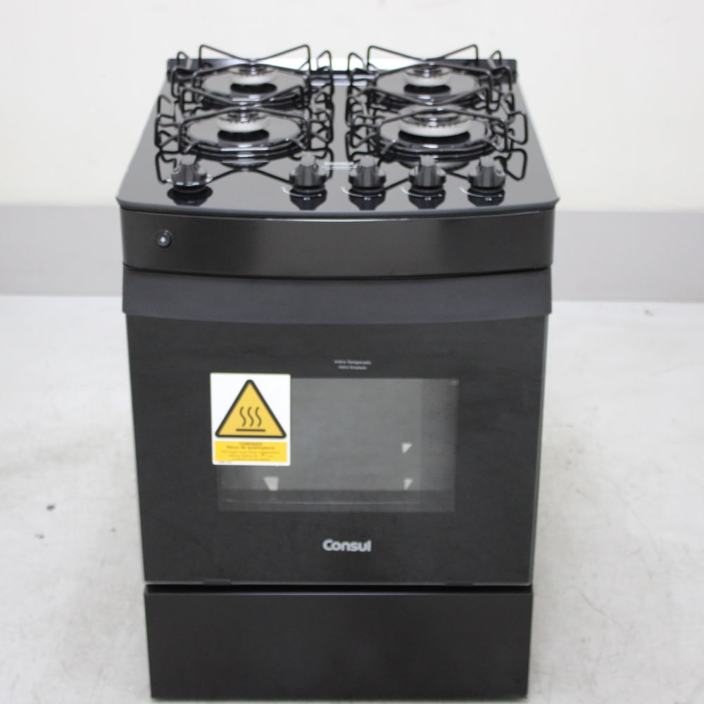 Fogão 4 Bocas Preto Consul Com Mesa De Vidro - Cfo4vceus2_Wotimo_Ce6524956 Bivolt