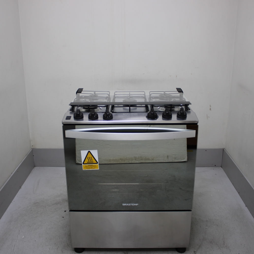 Fogão Brastemp 5 Bocas Cor Inox Com Botões Removíveis E Exclusivo Aro Protetor - Bfs5ncrus3_Wbom_Ce6613624 Bivolt