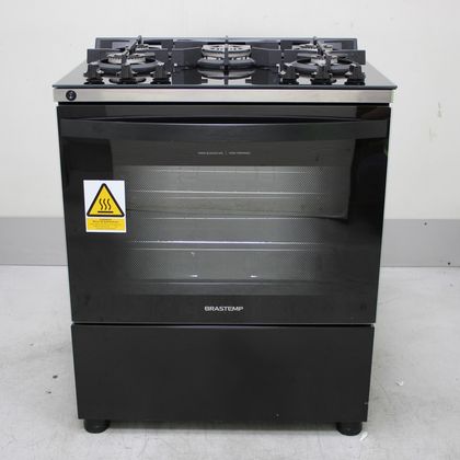 Fogão Brastemp 5 Bocas Preto Com Mesa de Vidro e Turbo Chama - BFS5VCEUS3_WBOM_CE6635215 BIVOLT