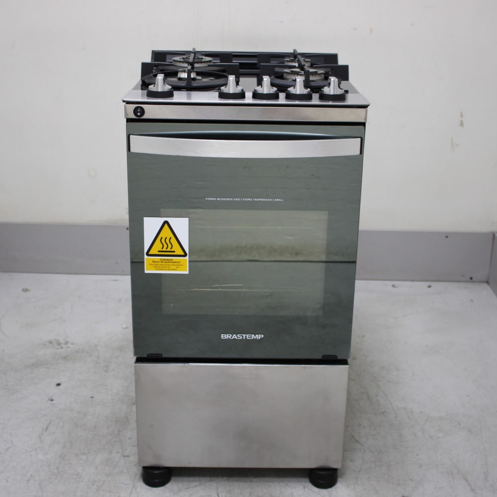 Fogão Brastemp 4 Bocas Inox Com Mesa De Vidro, Dupla Chama E Grill Elétrico - Bfo4vbrrs2_Wotimo_Ce6643114 220V
