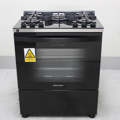 Fogão Brastemp 5 Bocas Preto Com Mesa de Vidro e Turbo Chama - BFS5VCEUS2_WOTIMO_CE6642231 BIVOLT