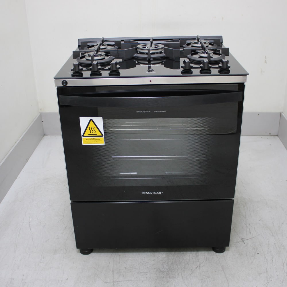 Fogão Brastemp 5 Bocas Preto Com Mesa De Vidro, Função Air Fryer E Turbo Chama - Bfs5laens2_Wotimo_Cf6661841 110V
