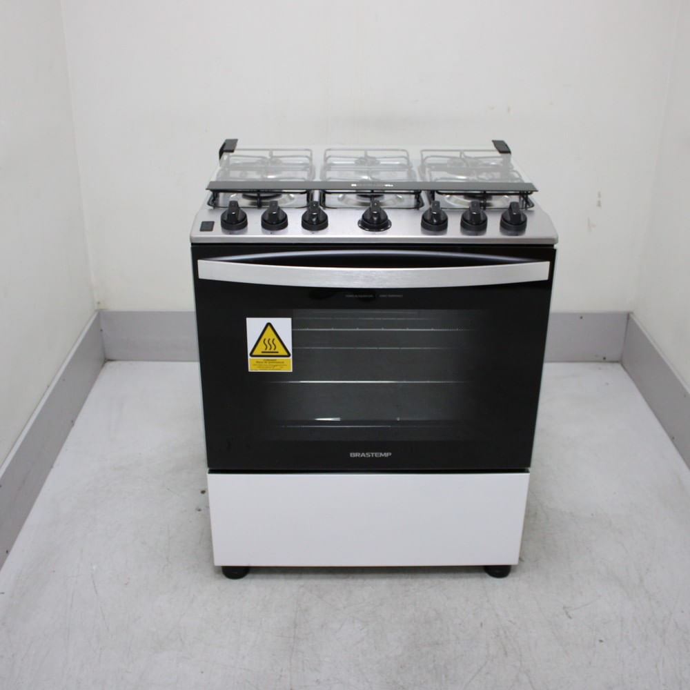 Fogão Brastemp 6 Bocas Branco Com Botões Removíveis E Exclusivo Aro Protetor - Bfs6ncbus1_Wexcele_Cf6684911 Bivolt