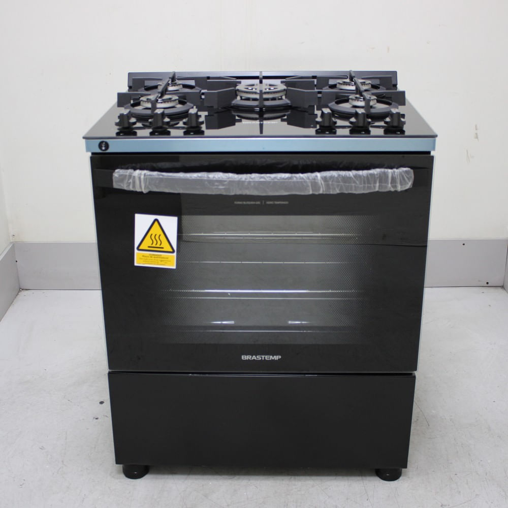 Fogão Brastemp 5 Bocas Preto Com Mesa de Vidro e Turbo Chama - BFS5VCEUS1_WEXCELE_CF6682536
