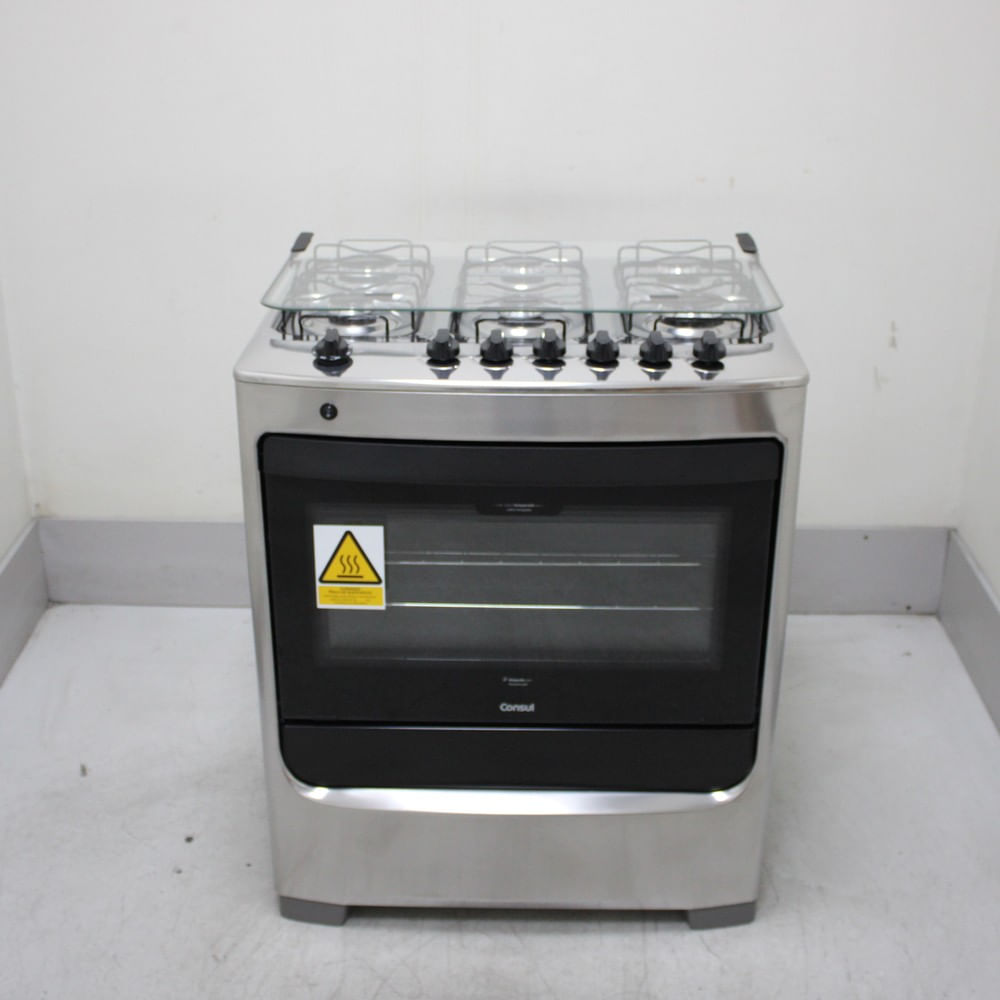 Fogão Consul 6 Bocas Cor Inox Com Botões Removíveis E Vidro Interno Vedado - Cfs6narus3_Wbom_Cg6764751 Bivolt
