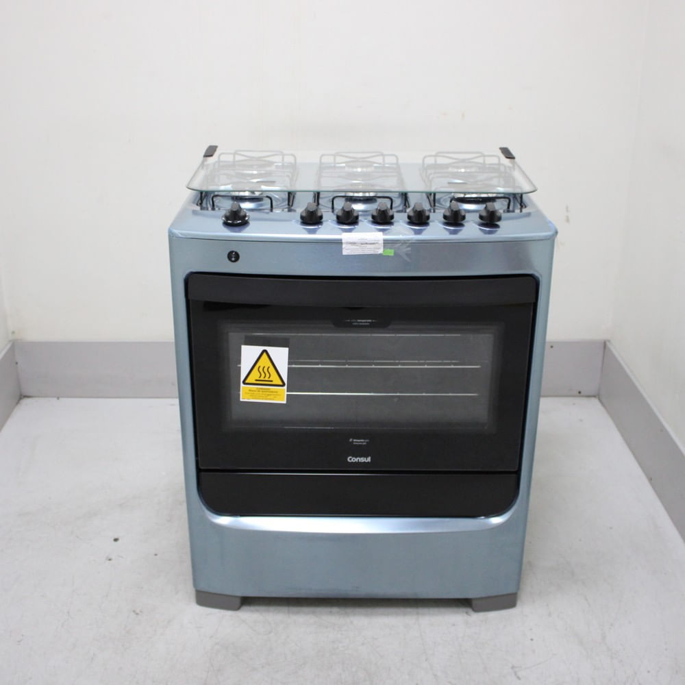 Fogão Consul 6 Bocas Cor Inox com Botões Removíveis e Vidro Interno Vedado - CFS6NARUS1_WEXCELE_CF6716656