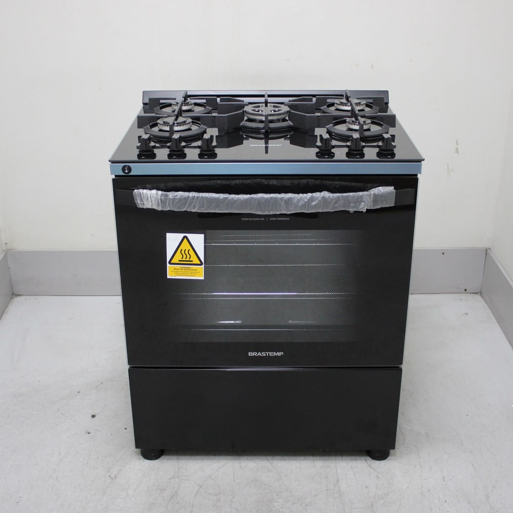 Fogão Brastemp 5 Bocas Preto Com Mesa de Vidro e Turbo Chama - BFS5VCEUS1_WEXCELE_CF6692248